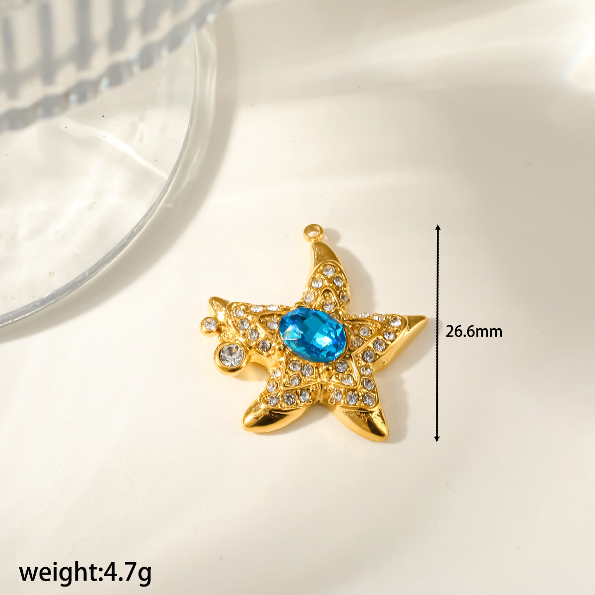 Starfish Pendant In 304 Stainless Steel With 18K Real Gold Plated PVD Coating 0.03µm Thickness Featuring Enamel Finish, 1 PCS Package