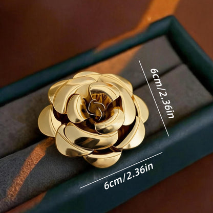 Flowers Pin Made Of Iron Featuring Electroplated Craftsmanship In Elegant Gold Finish