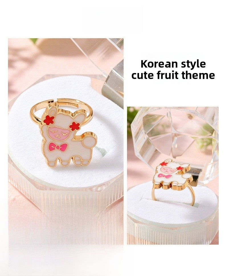 Sweet Sheep Open Ring For Kids In Gold Alloy With Electroplated Finish