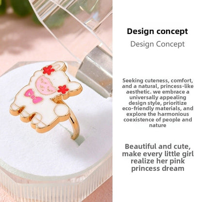 Sweet Sheep Open Ring For Kids In Gold Alloy With Electroplated Finish