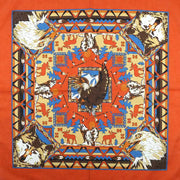 Orange Background with Eagle and Wolf Head Scarf