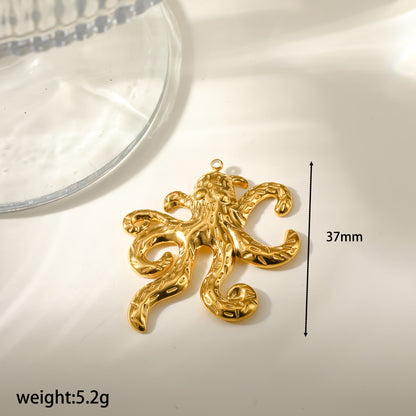 Starfish Pendant In 304 Stainless Steel With 18K Real Gold Plated PVD Coating 0.03µm Thickness Featuring Enamel Finish, 1 PCS Package