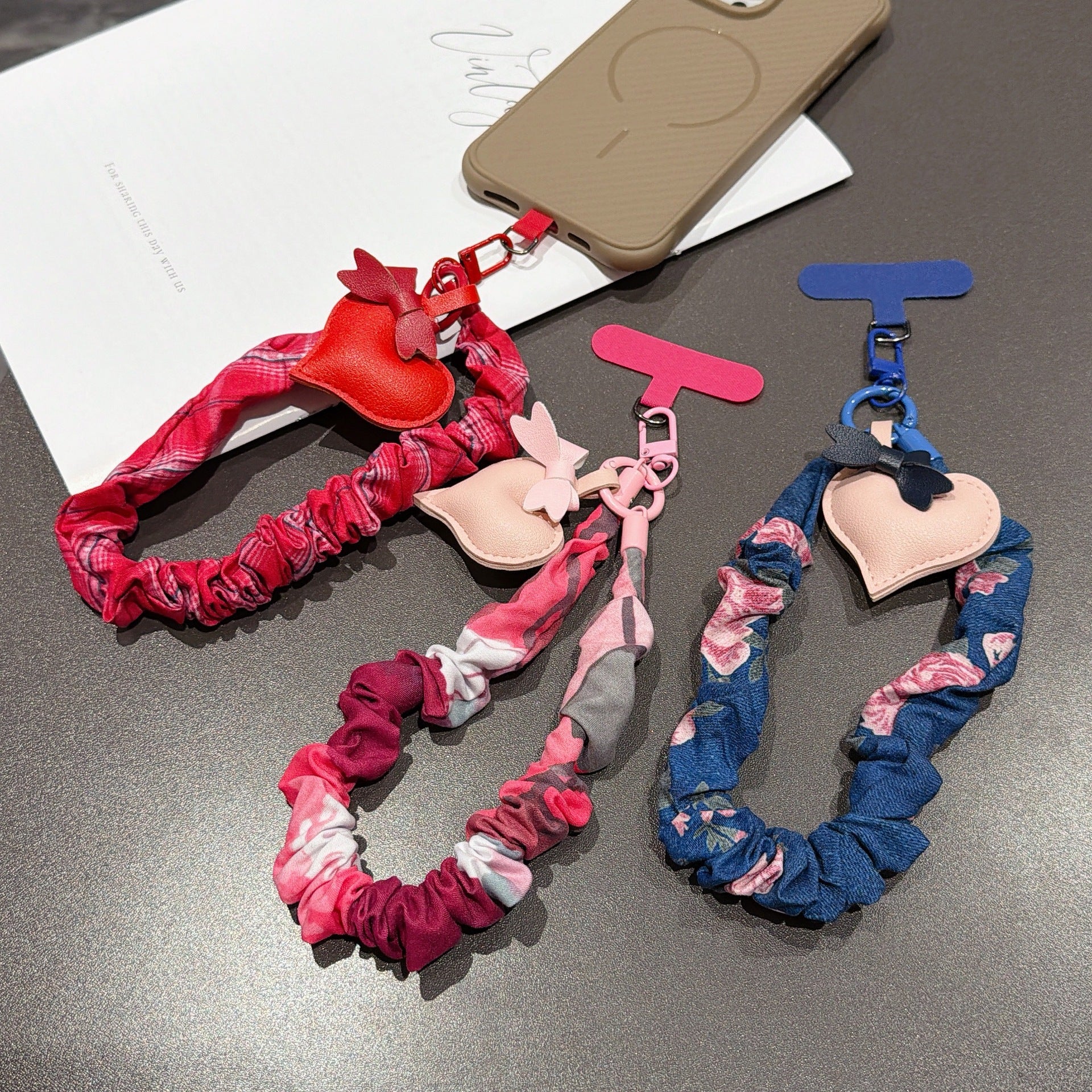 Candy Pattern Mobile Phone Chain With Polyester Folds In Multicolor Featuring PU Inlay Material