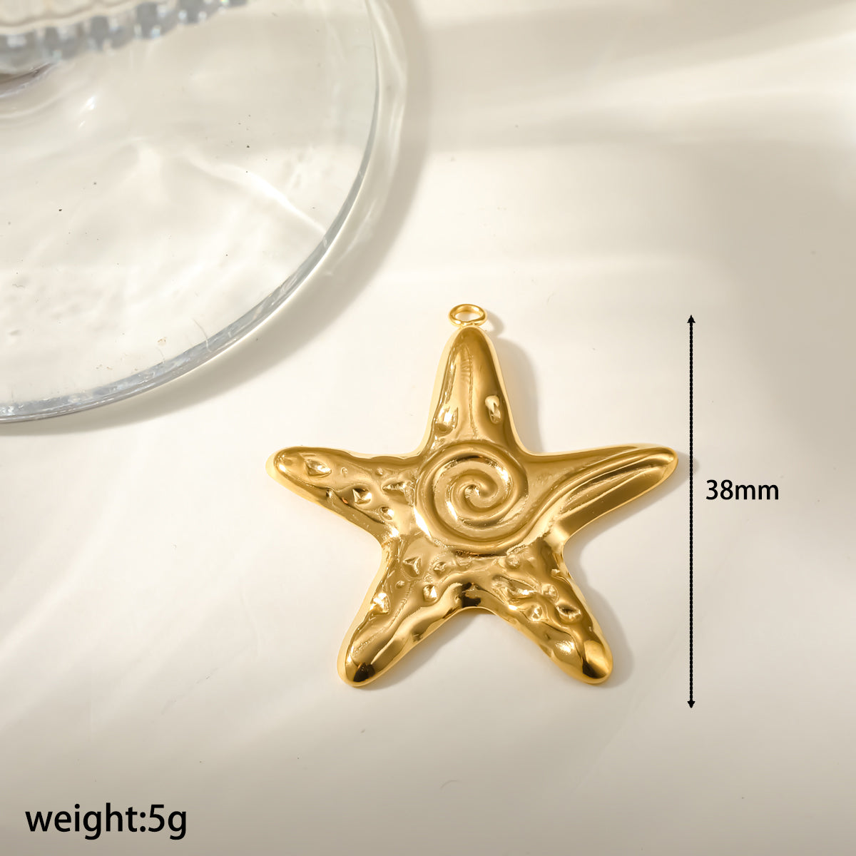 Starfish Pendant In 304 Stainless Steel With 18K Real Gold Plated PVD Coating 0.03µm Thickness Featuring Enamel Finish, 1 PCS Package