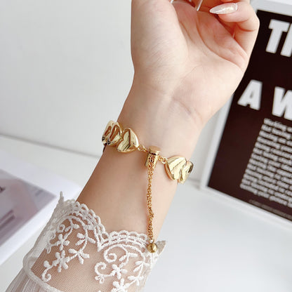 Gold Alloy Heart Shape Watch Strap Compatible With Apple Smartwatches