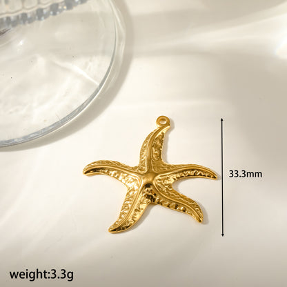 Starfish Pendant In 304 Stainless Steel With 18K Real Gold Plated PVD Coating 0.03µm Thickness Featuring Enamel Finish, 1 PCS Package