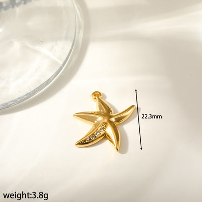 Starfish Pendant In 304 Stainless Steel With 18K Real Gold Plated PVD Coating 0.03µm Thickness Featuring Enamel Finish, 1 PCS Package