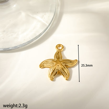 Starfish Pendant In 304 Stainless Steel With 18K Real Gold Plated PVD Coating 0.03µm Thickness Featuring Enamel Finish, 1 PCS Package