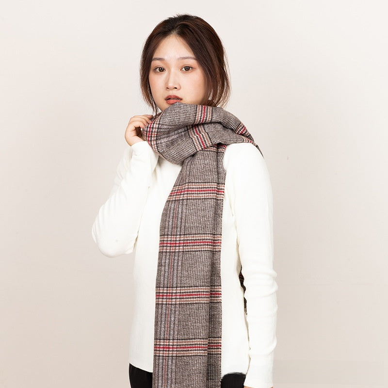 Unisex Plaid Wool Scarf For Winter, Soft And Warm Accessory