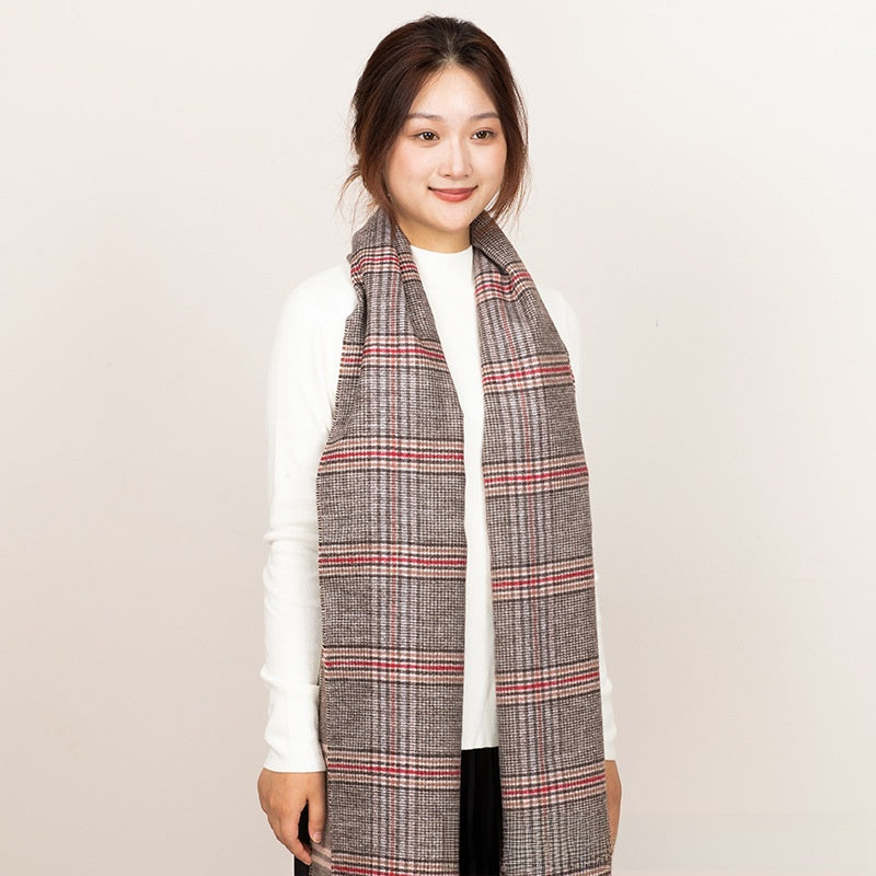 Unisex Plaid Wool Scarf For Winter, Soft And Warm Accessory