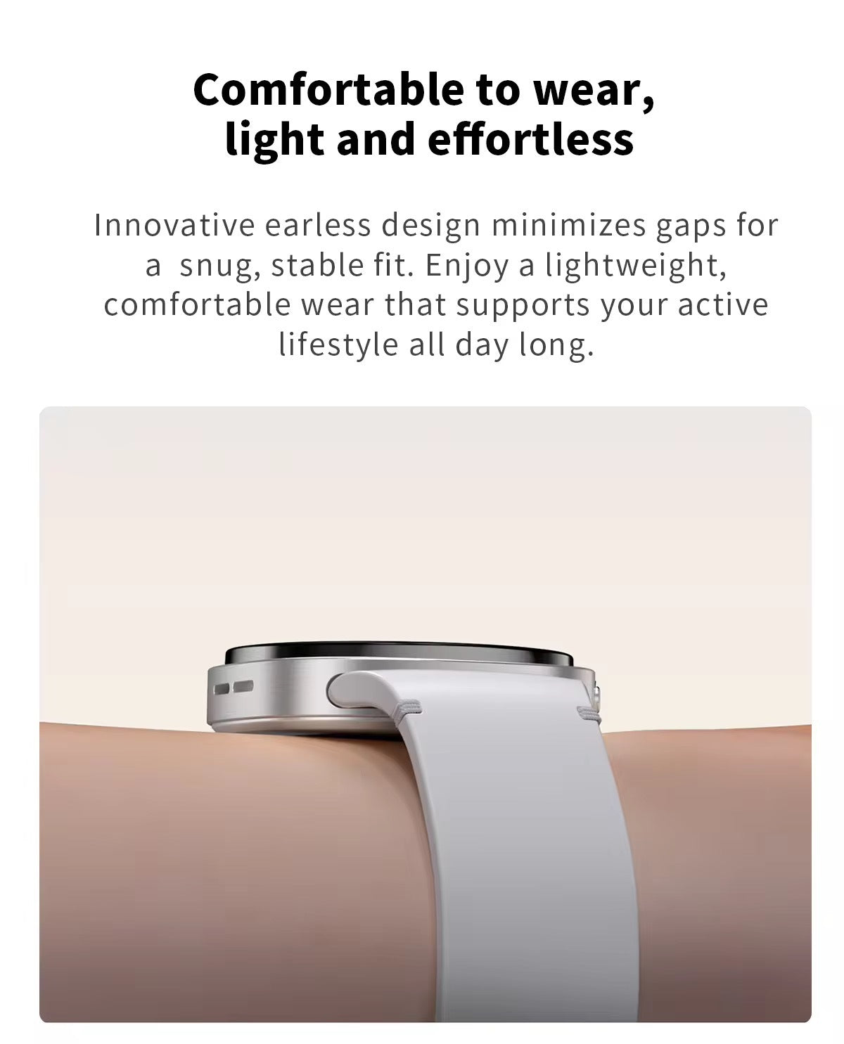 Unisex Smart Watch With Round Dial Featuring Plexiglass Mirror And Silica Gel Strap In Dyed Black