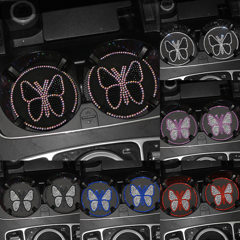 Butterfly Silica Gel Car Interior Accessories In Dyed Black, 1 Pair