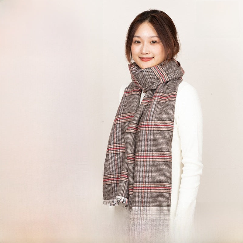 Unisex Plaid Wool Scarf For Winter, Soft And Warm Accessory