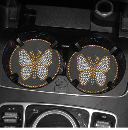Butterfly Silica Gel Car Interior Accessories In Dyed Black, 1 Pair