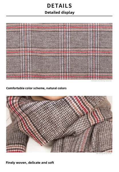 Unisex Plaid Wool Scarf For Winter, Soft And Warm Accessory