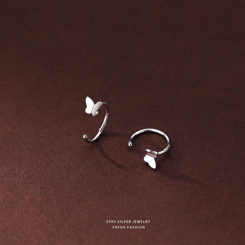 Silver Flowers Ear Hook For Women Made Of S999 Silver Featuring Electroplated Craftsmanship In Simple Style