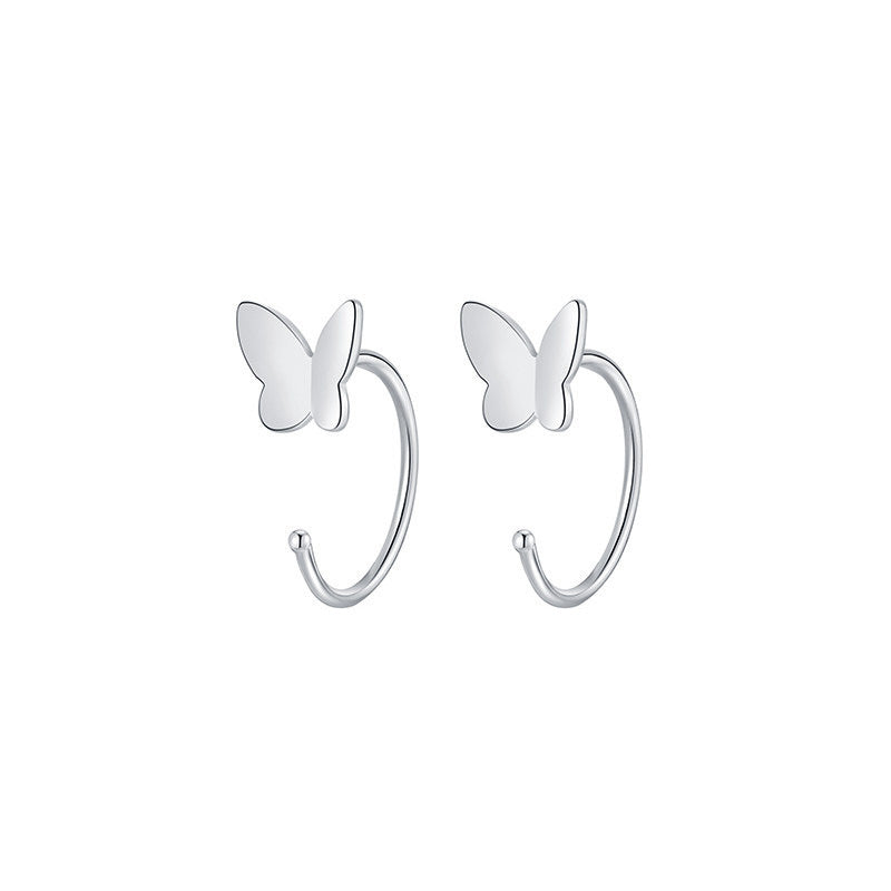 Silver Flowers Ear Hook For Women Made Of S999 Silver Featuring Electroplated Craftsmanship In Simple Style