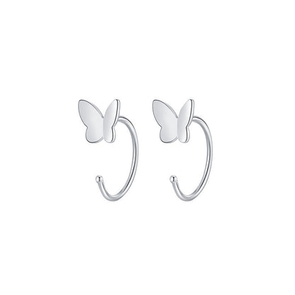 Silver Flowers Ear Hook For Women Made Of S999 Silver Featuring Electroplated Craftsmanship In Simple Style