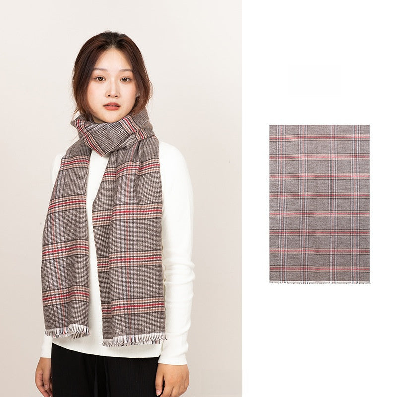 Unisex Plaid Wool Scarf For Winter, Soft And Warm Accessory