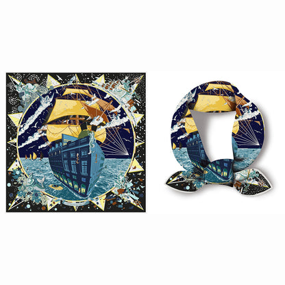 Retro Satin Silk Scarf Bag, Perfect For Autumn