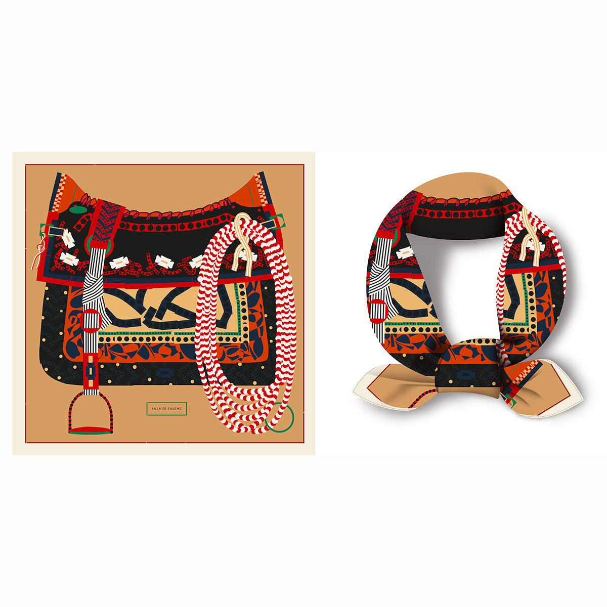 Retro Satin Silk Scarf Bag, Perfect For Autumn