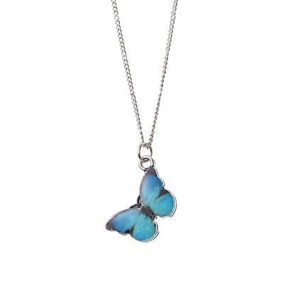 Butterfly Pendant Necklace In Simple Style, Electroplated With Titanium Steel Alloy Enamel Craft