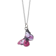 1 Pink Small Butterfly Oil-drip Pendant Necklace