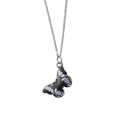 Butterfly Pendant Necklace In Simple Style, Electroplated With Titanium Steel Alloy Enamel Craft