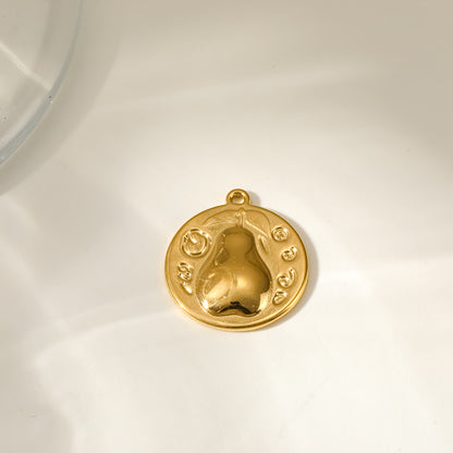 Strawberry Pendant 304 Stainless Steel 18K Gold Plated PVD Coating 0.03µm With Artificial Pearl, 1 PCS