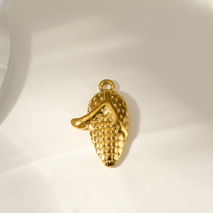 Strawberry Pendant 304 Stainless Steel 18K Gold Plated PVD Coating 0.03µm With Artificial Pearl, 1 PCS