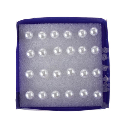 Simple Style Stud Earrings In Colour With Artificial Pearl Inlay, Made Of Plastic, 12 Pairs