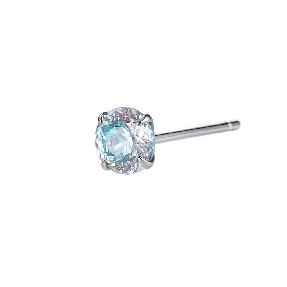 Sweet Stud Earrings For Women With Claw Setting And Zircon Inlay, Available In Colour, 1 Piece