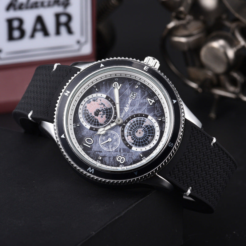 Men's Quartz Watch With Round Dial, Steel Belt Strap, Crystal Glass Mirror, And Butterfly Double Snap Buckle