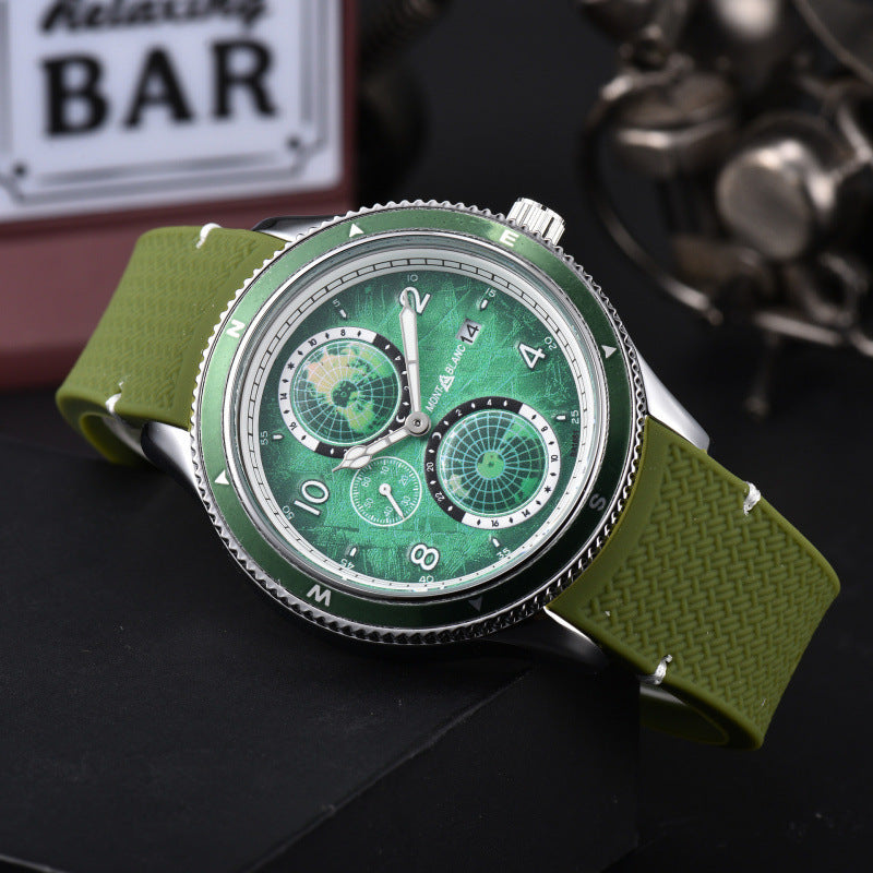 Men's Quartz Watch With Round Dial, Steel Belt Strap, Crystal Glass Mirror, And Butterfly Double Snap Buckle