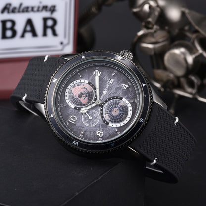 Men's Quartz Watch With Round Dial, Steel Belt Strap, Crystal Glass Mirror, And Butterfly Double Snap Buckle