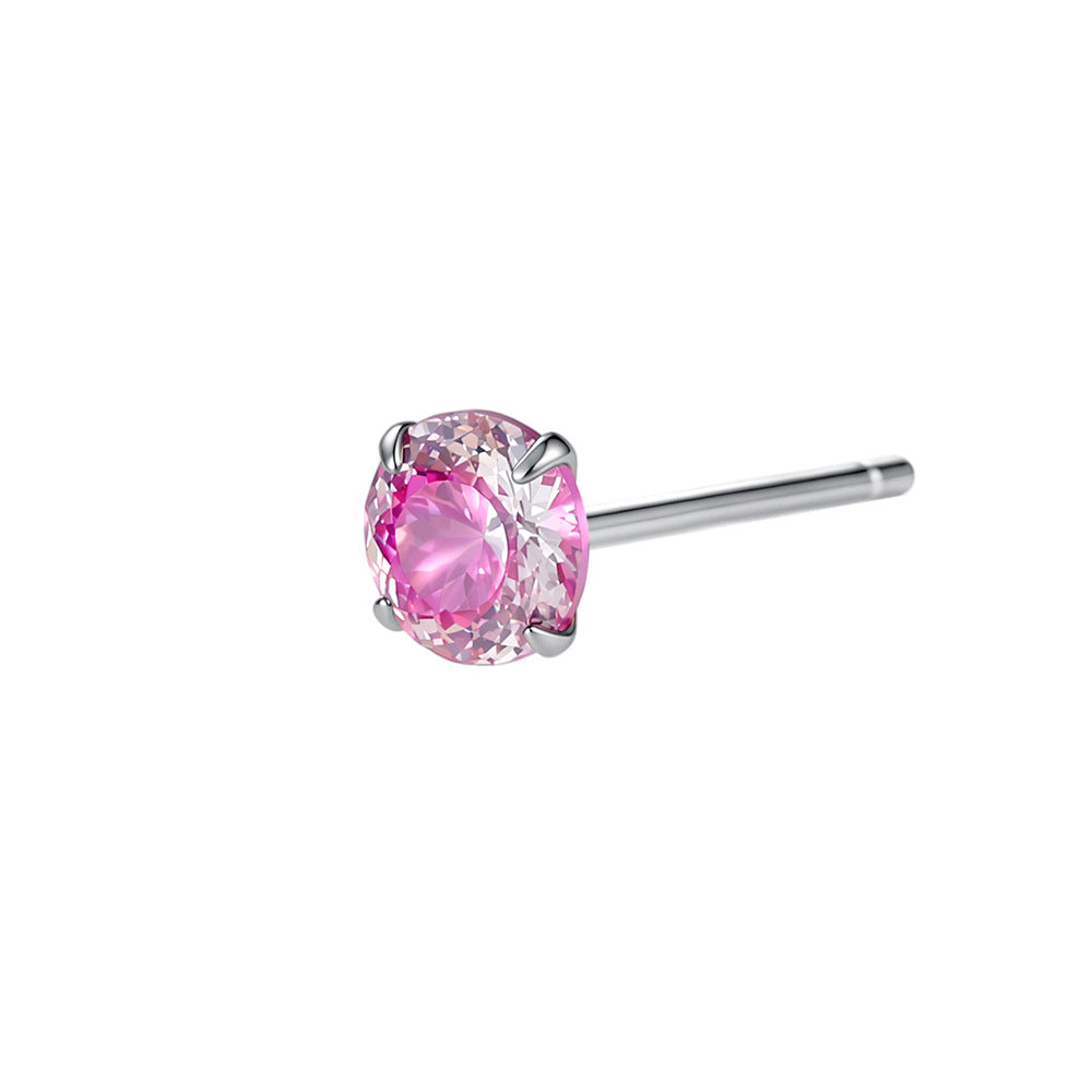 Sweet Stud Earrings For Women With Claw Setting And Zircon Inlay, Available In Colour, 1 Piece