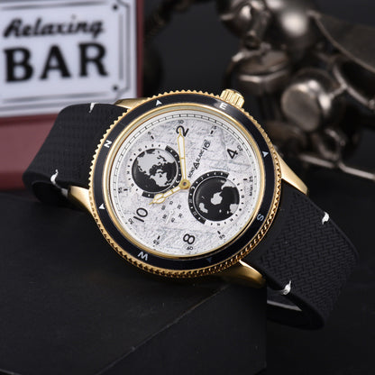 Men's Quartz Watch With Round Dial, Steel Belt Strap, Crystal Glass Mirror, And Butterfly Double Snap Buckle