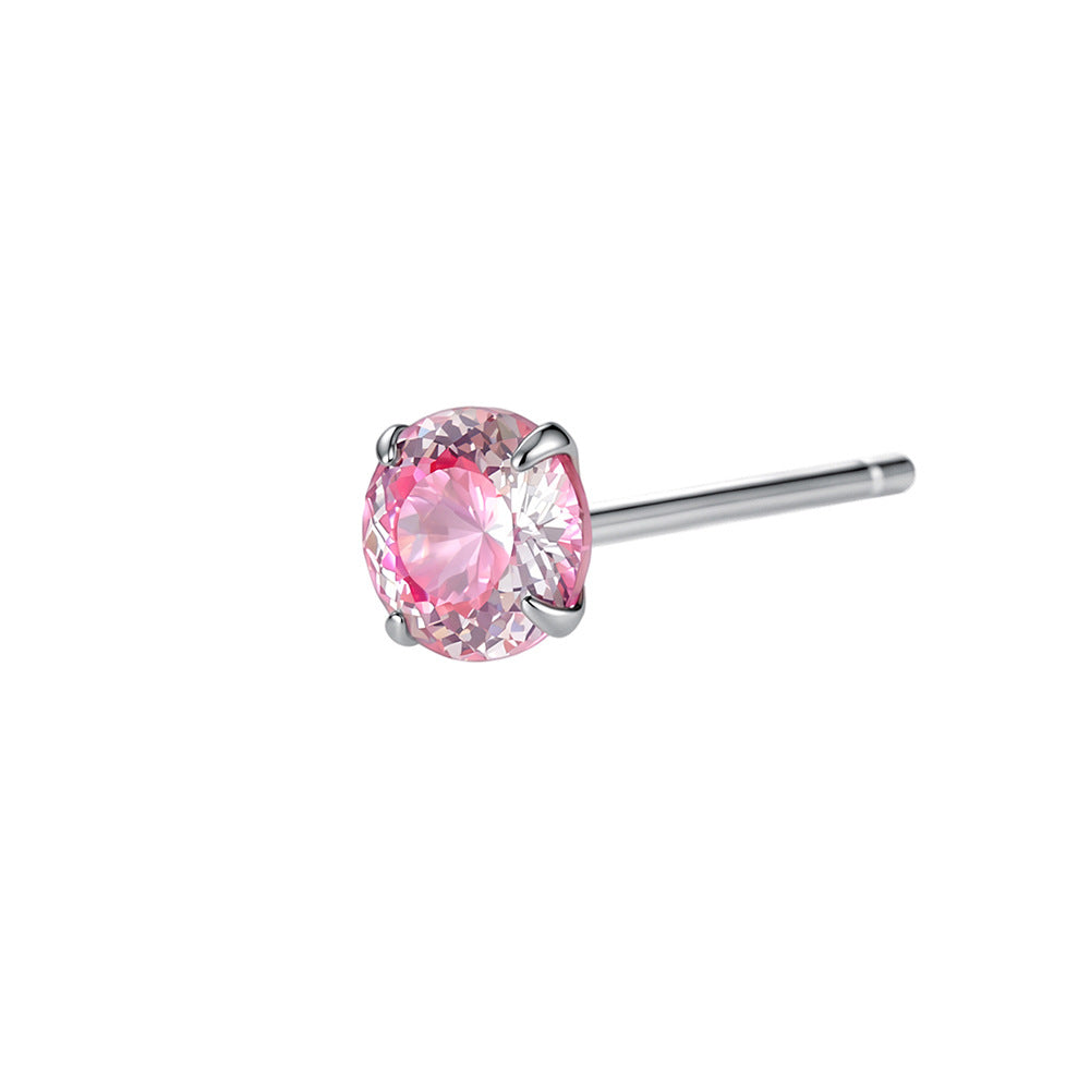 Sweet Stud Earrings For Women With Claw Setting And Zircon Inlay, Available In Colour, 1 Piece