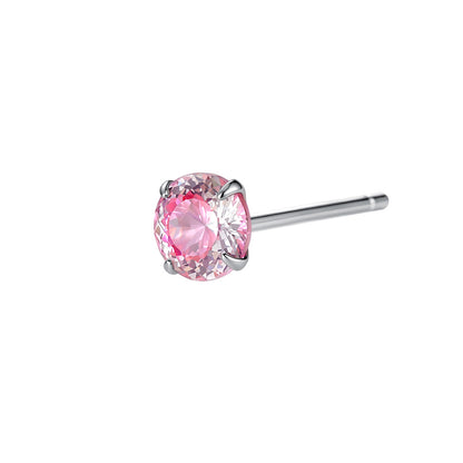 Sweet Stud Earrings For Women With Claw Setting And Zircon Inlay, Available In Colour, 1 Piece