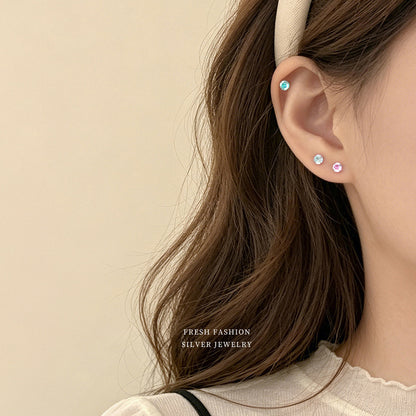 Sweet Stud Earrings For Women With Claw Setting And Zircon Inlay, Available In Colour, 1 Piece