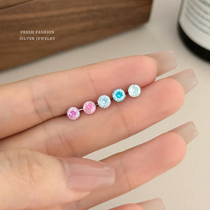 Sweet Stud Earrings For Women With Claw Setting And Zircon Inlay, Available In Colour, 1 Piece
