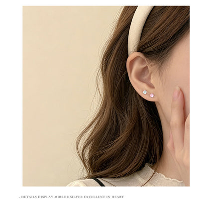 Sweet Stud Earrings For Women With Claw Setting And Zircon Inlay, Available In Colour, 1 Piece