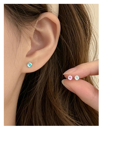 Sweet Stud Earrings For Women With Claw Setting And Zircon Inlay, Available In Colour, 1 Piece