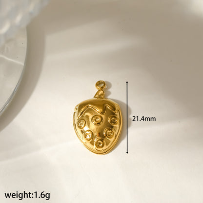 Strawberry Pendant 304 Stainless Steel 18K Gold Plated PVD Coating 0.03µm With Artificial Pearl, 1 PCS