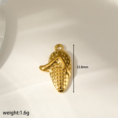 Strawberry Pendant 304 Stainless Steel 18K Gold Plated PVD Coating 0.03µm With Artificial Pearl, 1 PCS