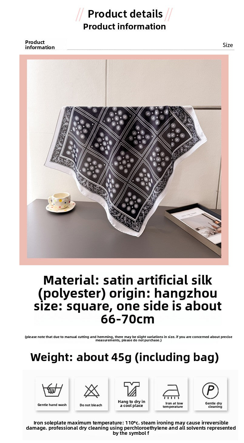 Plaid Polyester Silk Scarf For Women In White, Perfect For Summer Commute