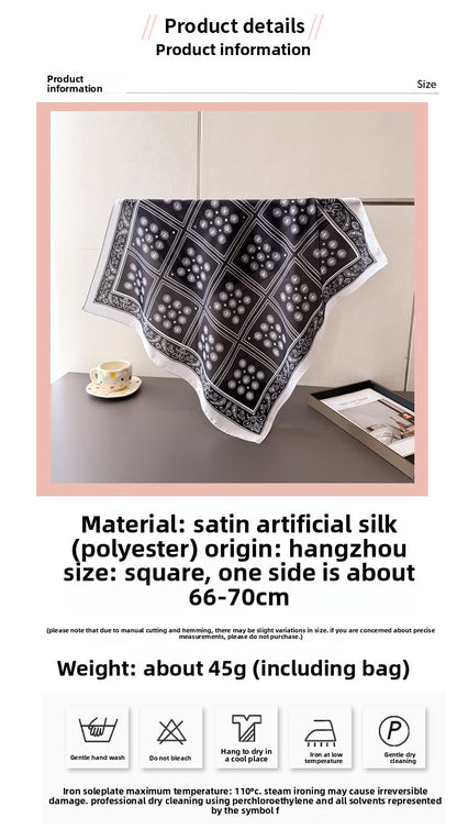 Plaid Polyester Silk Scarf For Women In White, Perfect For Summer Commute