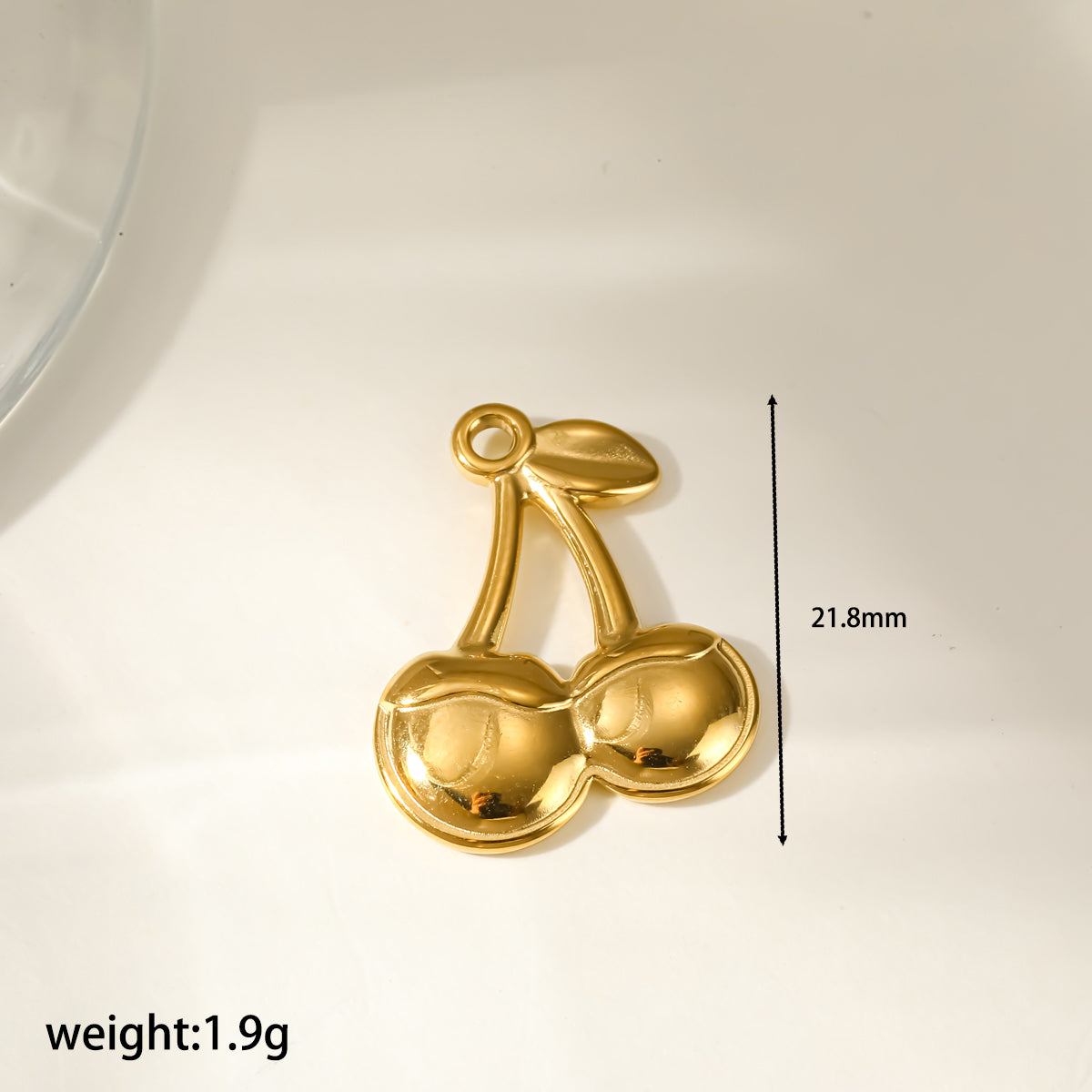 Strawberry Pendant 304 Stainless Steel 18K Gold Plated PVD Coating 0.03µm With Artificial Pearl, 1 PCS