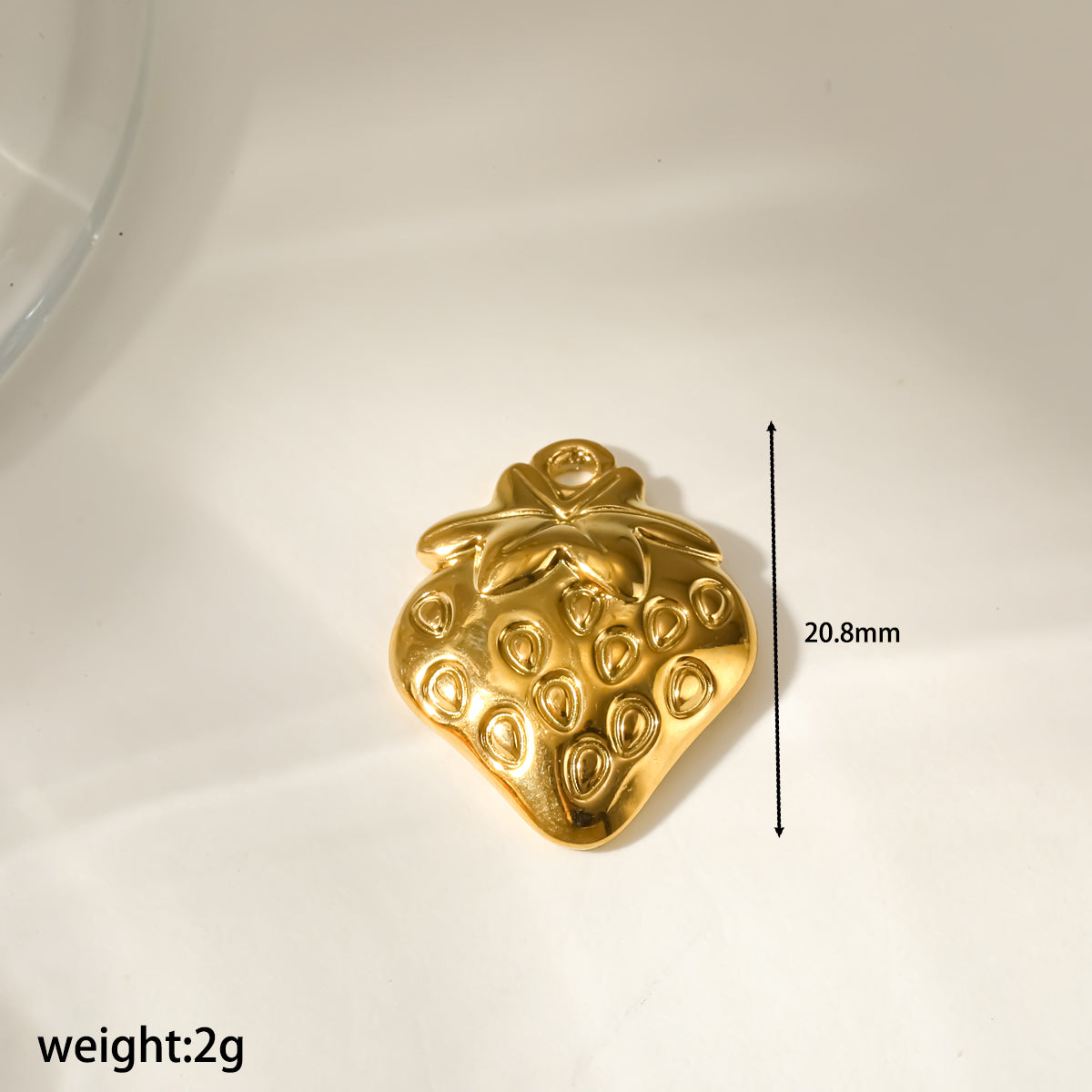 Strawberry Pendant 304 Stainless Steel 18K Gold Plated PVD Coating 0.03µm With Artificial Pearl, 1 PCS