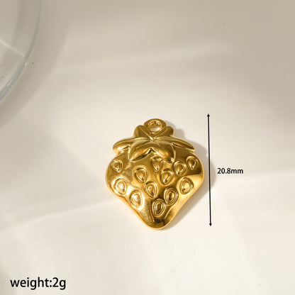 Strawberry Pendant 304 Stainless Steel 18K Gold Plated PVD Coating 0.03µm With Artificial Pearl, 1 PCS